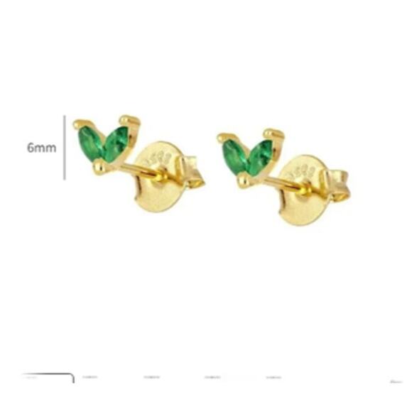 925 Sterling Silver Ear gold Emerald Zircon Hoop Drop Earrings 2 Pairs - Picture 3 of 6